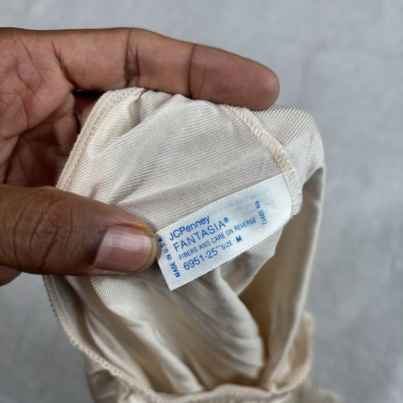 VTG JC Penney Fantasio Lace Floral Cream Slip Skirt Dress Women's Medium - Picture 5 of 8